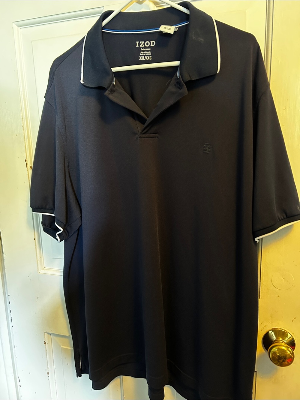 Izod Navy Polo with White Contrast Piping Men’s XXL